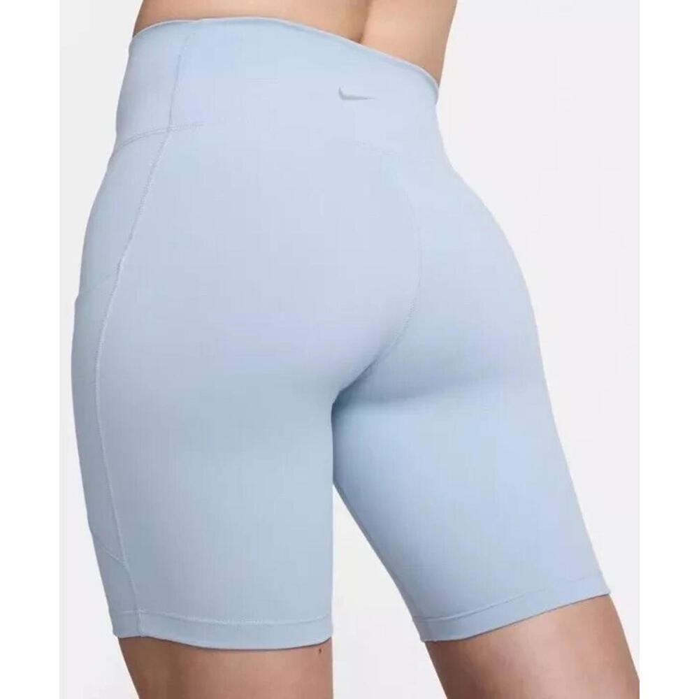 $45 NIKE Women's One Blue  High-Waisted 8" Pockets Biker Shorts FZ6758-440 Sz M - Picture 3 of 5